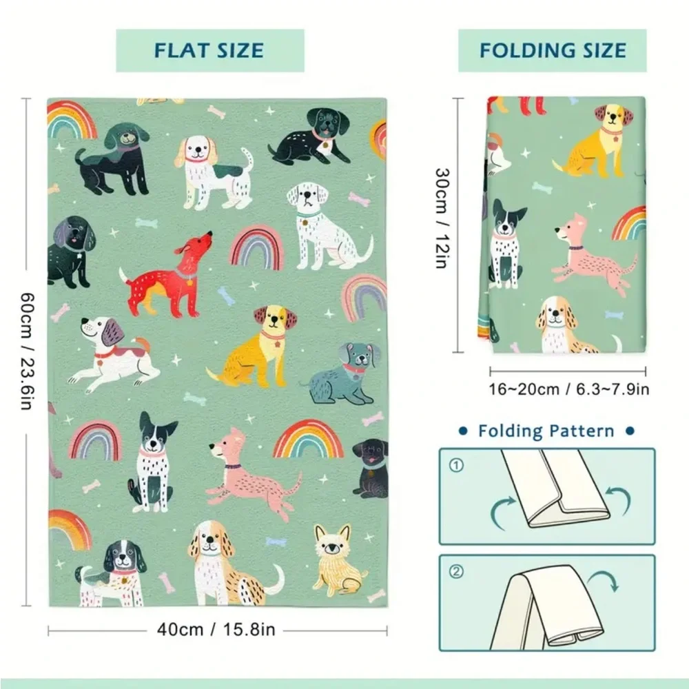Set of 2 Playful Puppy Dog Microfiber Hand Towels